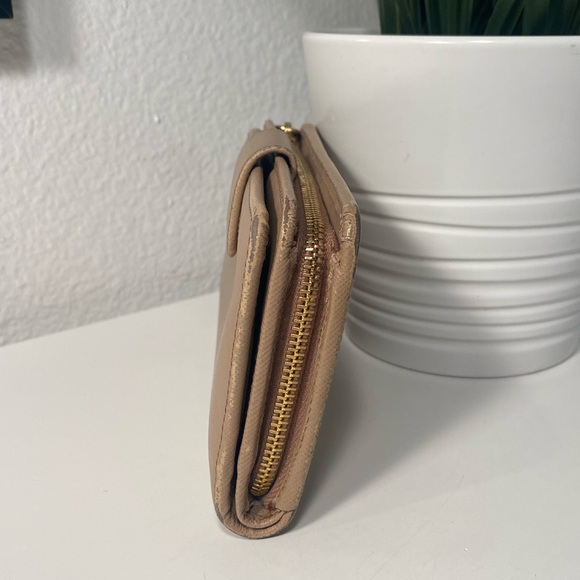 Prada Saffiano Leather Bifold Wallet In Beige - Picture 10 of 13